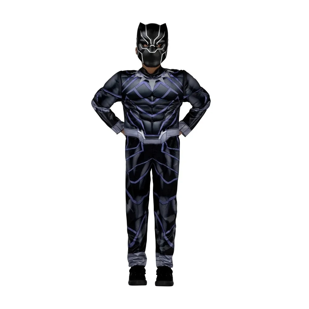 Marvel Black Panther Costume Kids Medium 8 Padded Jumpsuit Mask Jazwares